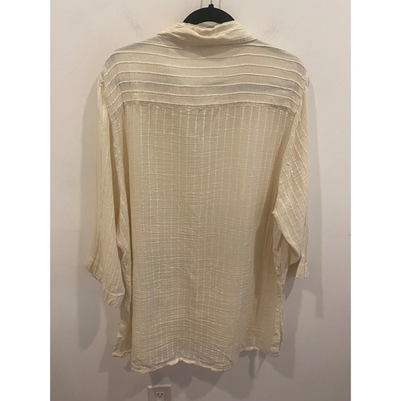 Units Women Natural Textured Striped Button Up Shirt Plus Size 2X - Picture 6 of 7